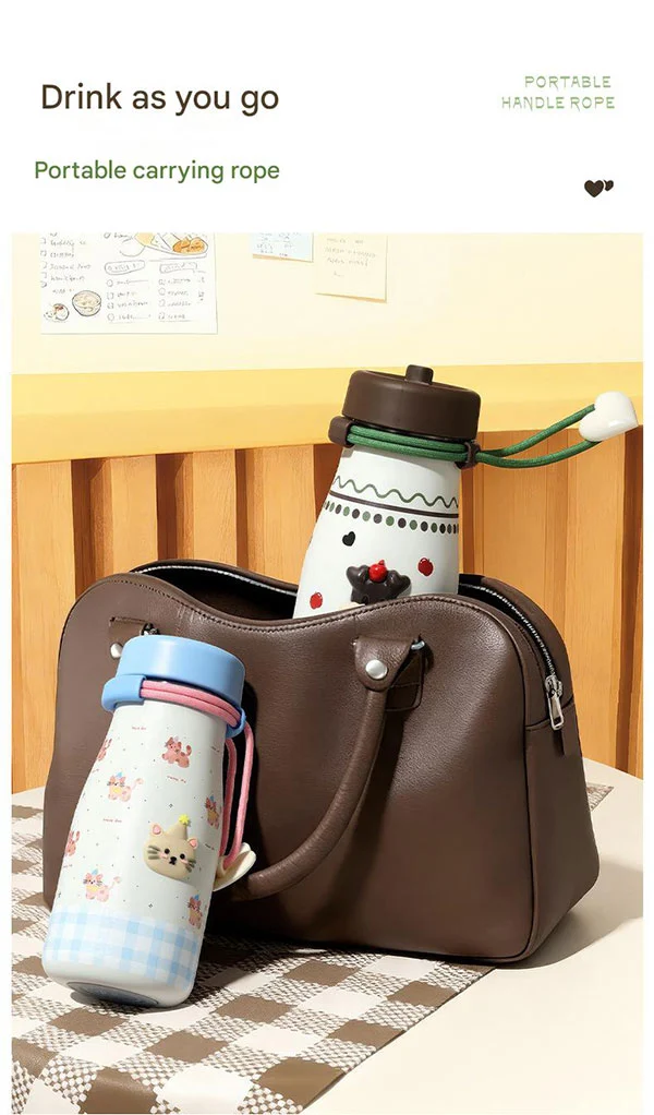 Stainless Steel Milk Bottle With Straw